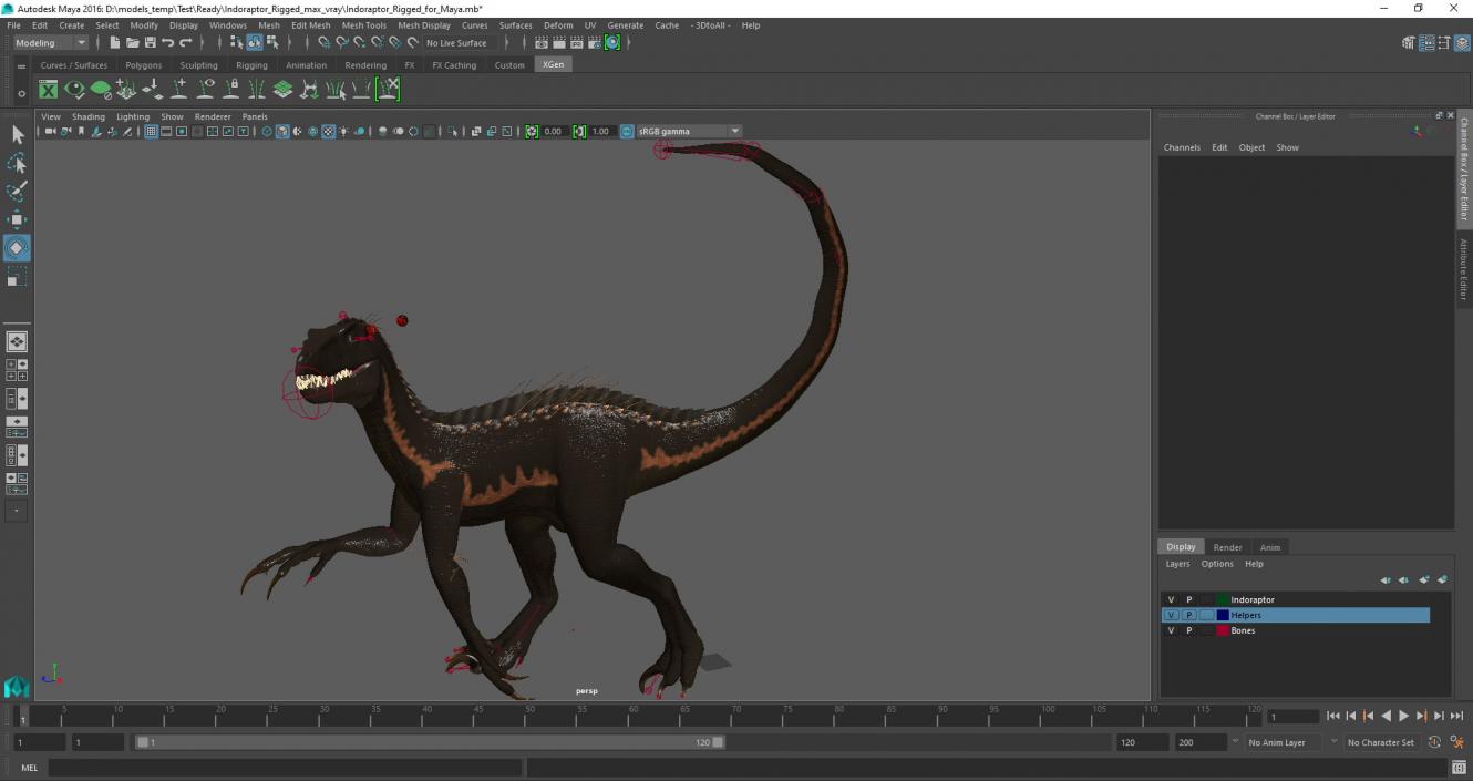 3D Indoraptor Rigged for Maya