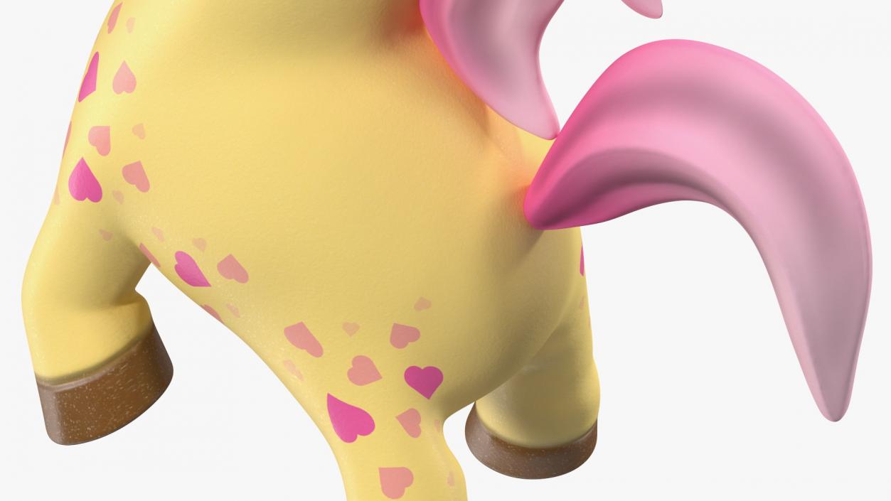 3D model Yellow Cartoon Unicorn Jumping Pose