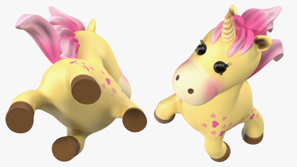 3D model Yellow Cartoon Unicorn Jumping Pose