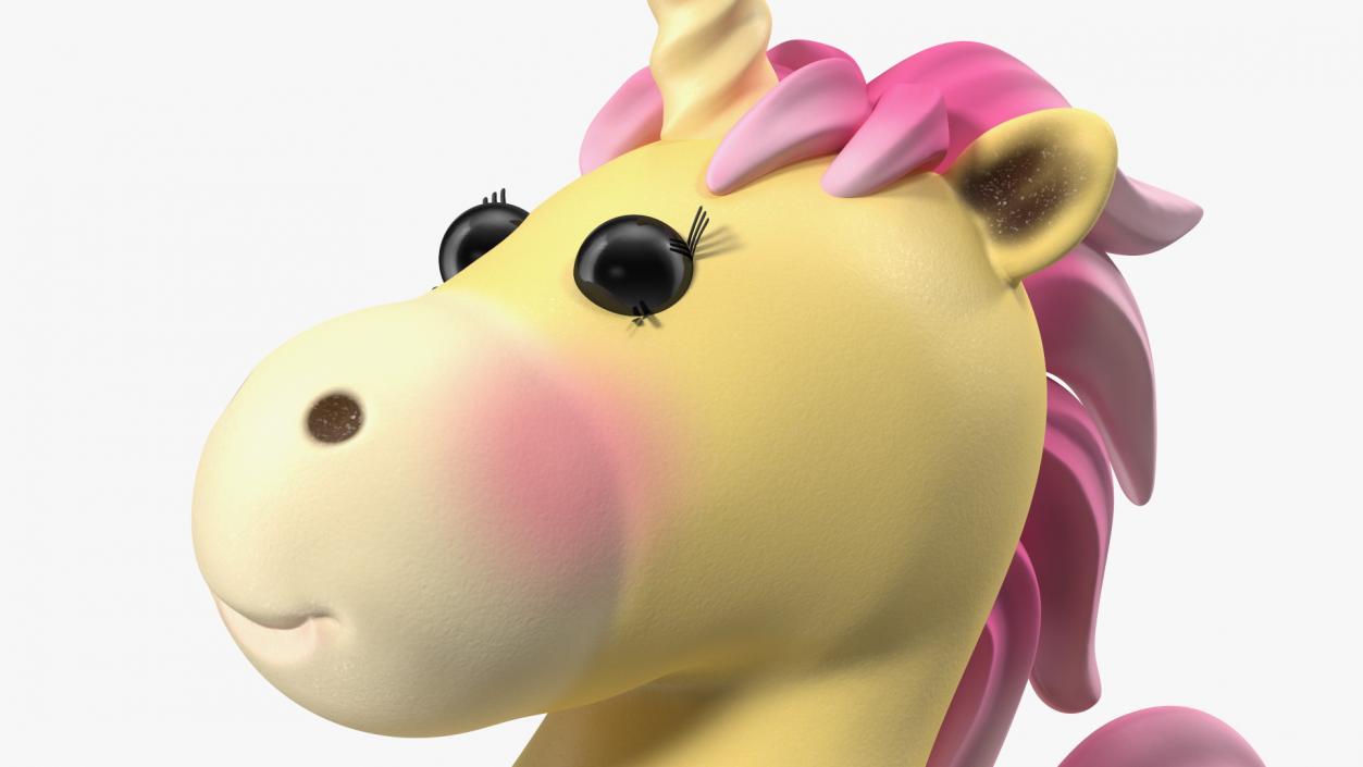 3D model Yellow Cartoon Unicorn Jumping Pose