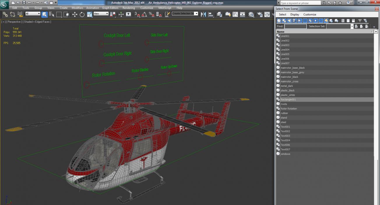 Air Ambulance Helicopter MD 902 Explorer Rigged 3D