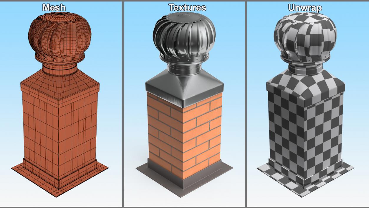 3D Spherical Cowl Chimney Brick model