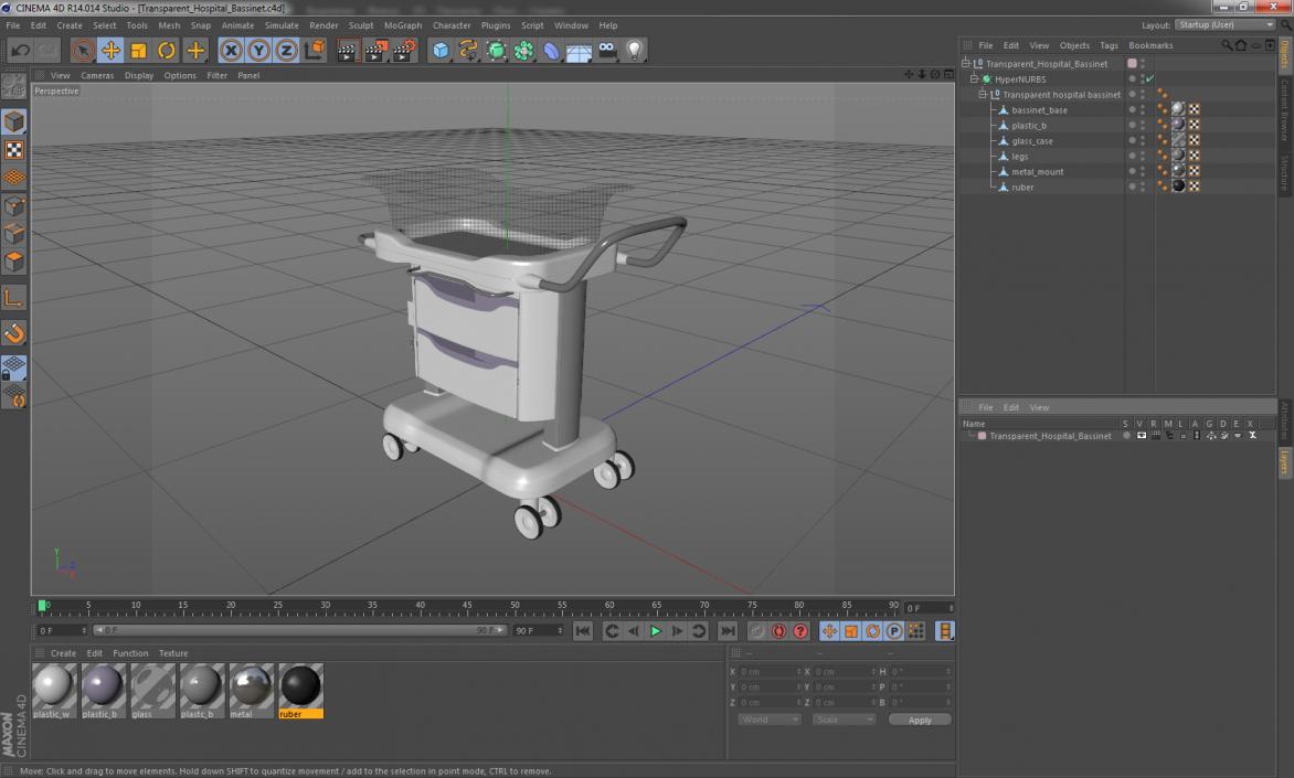 Transparent Hospital Bassinet 3D model