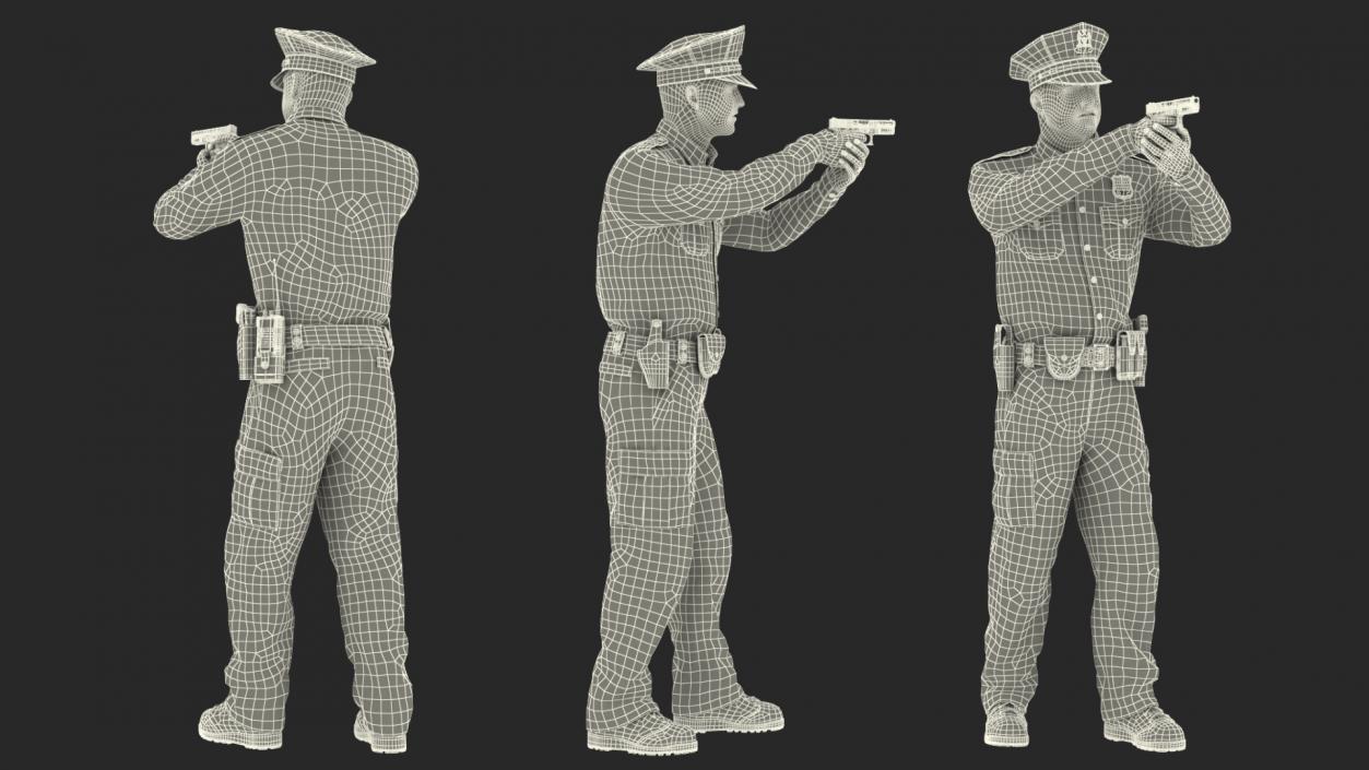 3D model NYPD Police Officer Aiming Pose Fur