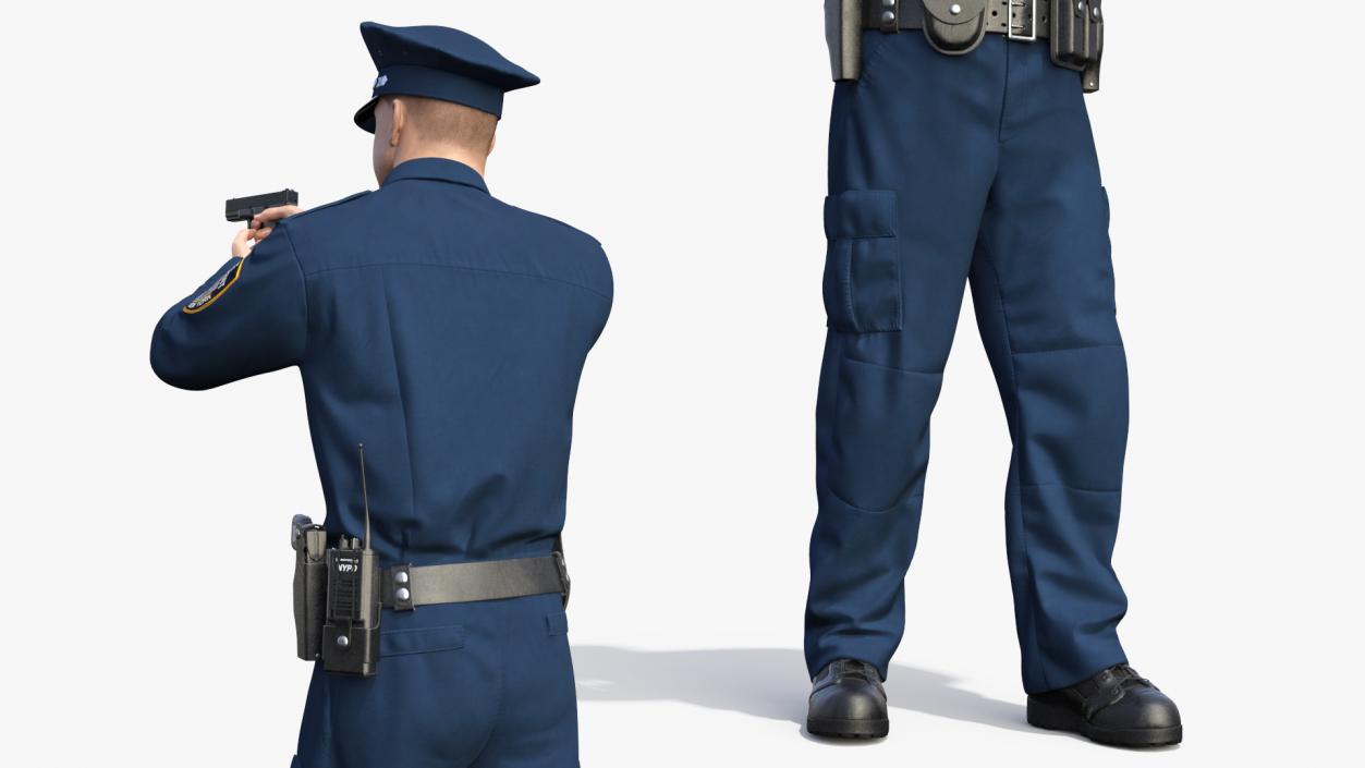 3D model NYPD Police Officer Aiming Pose Fur