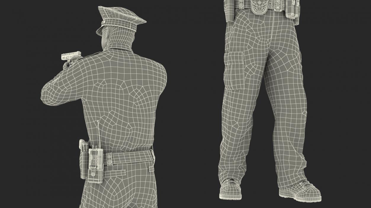 3D model NYPD Police Officer Aiming Pose Fur