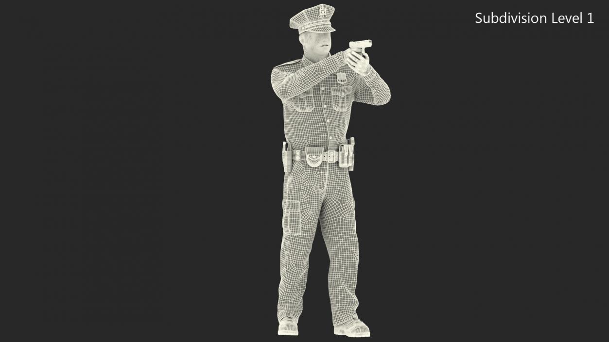 3D model NYPD Police Officer Aiming Pose Fur