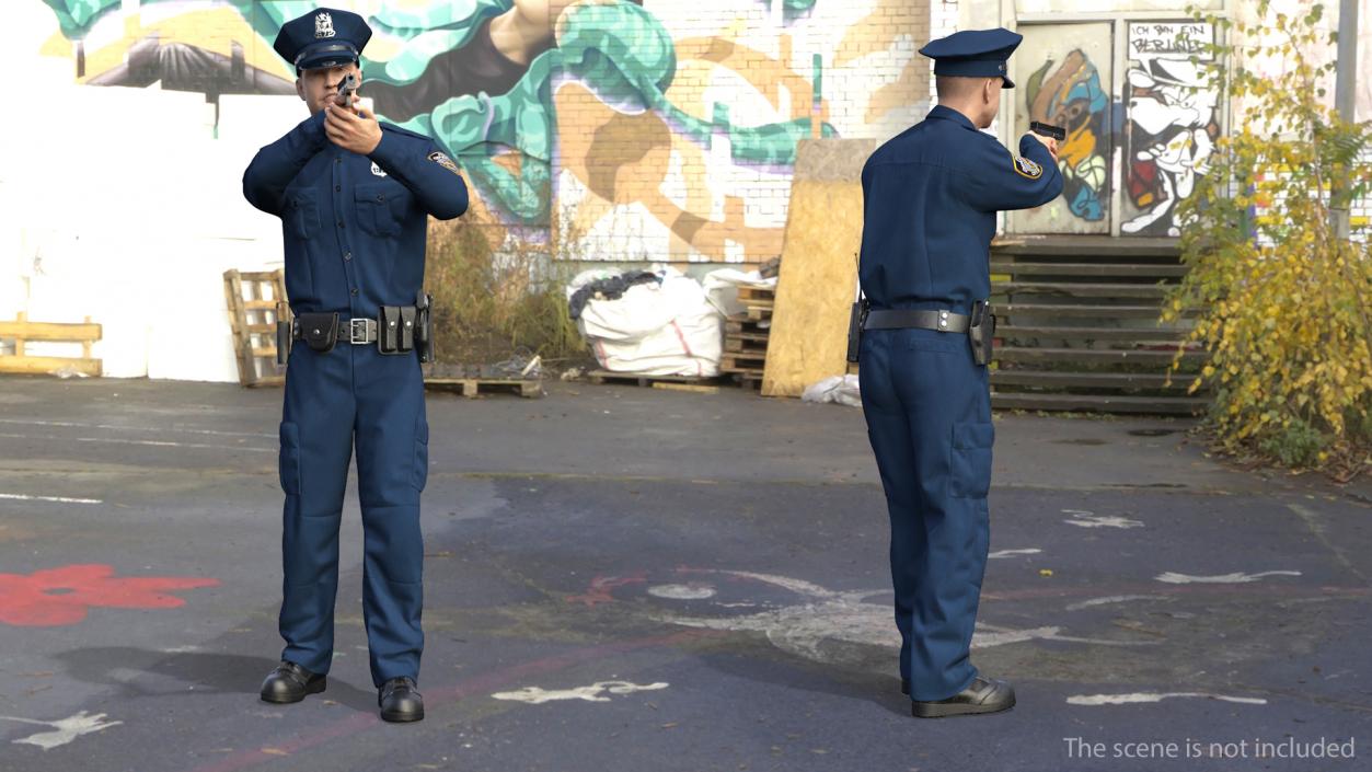 3D model NYPD Police Officer Aiming Pose Fur