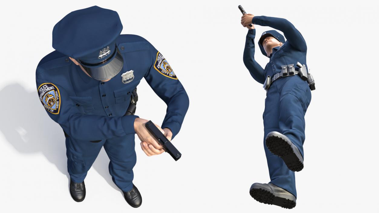 3D model NYPD Police Officer Aiming Pose Fur