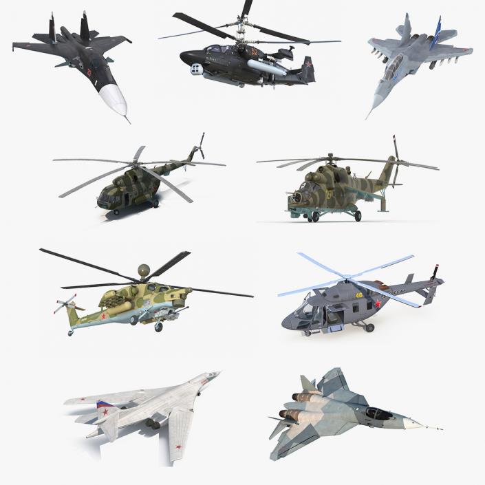 Rigged Russian Military Aircrafts 3D Models Collection 3D model