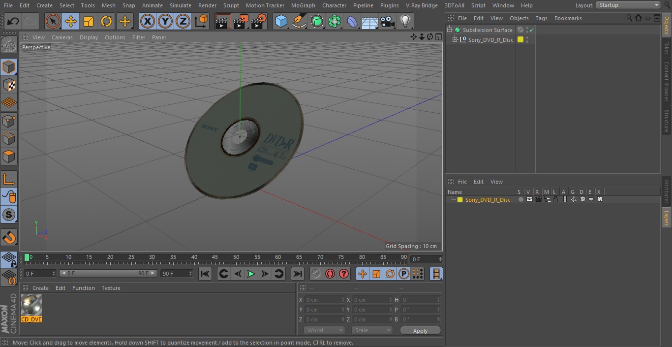 3D model Sony DVD R Disc