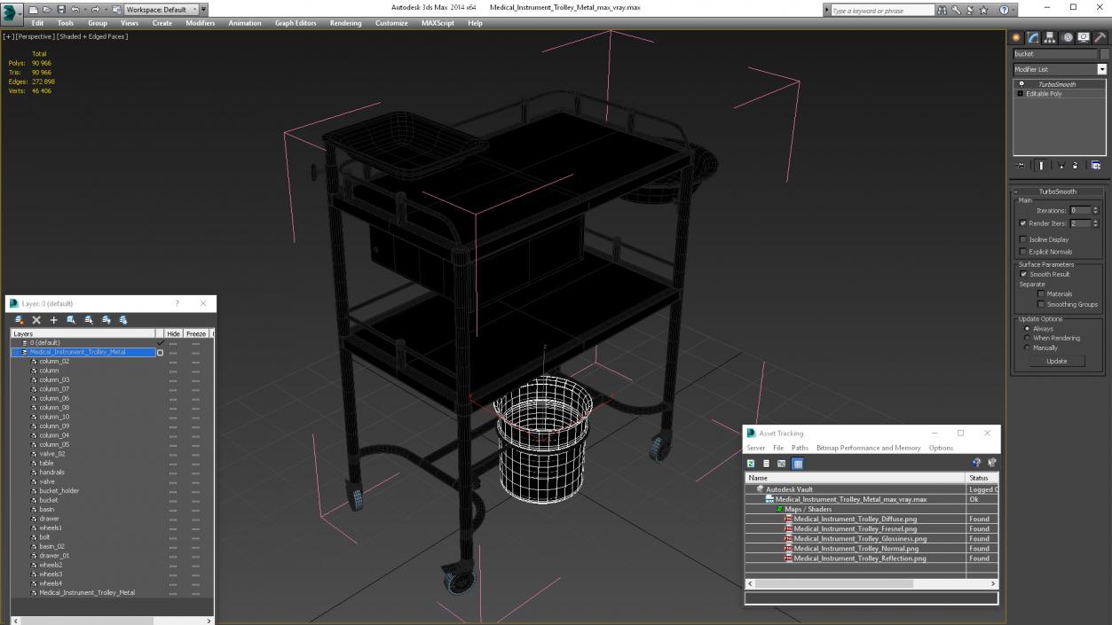 Medical Instrument Trolley Metal 3D