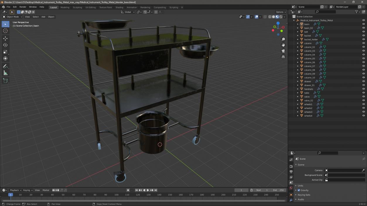 Medical Instrument Trolley Metal 3D