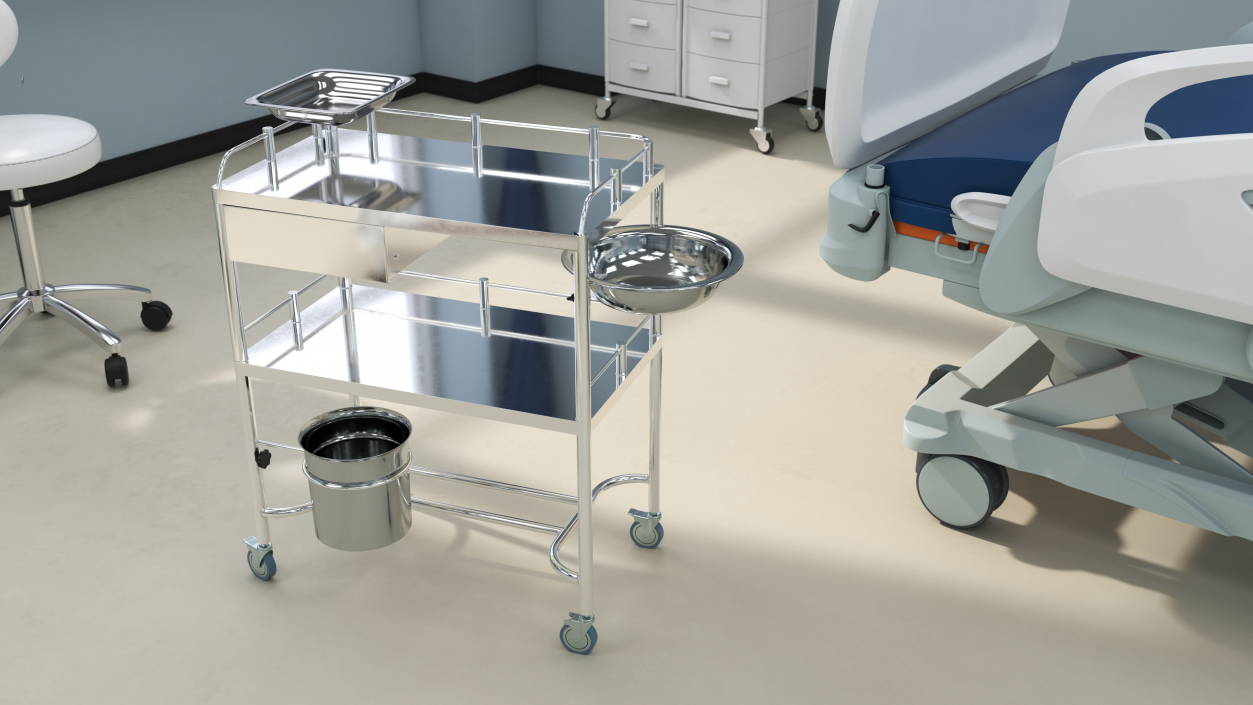 Medical Instrument Trolley Metal 3D