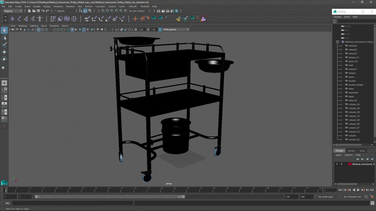 Medical Instrument Trolley Metal 3D