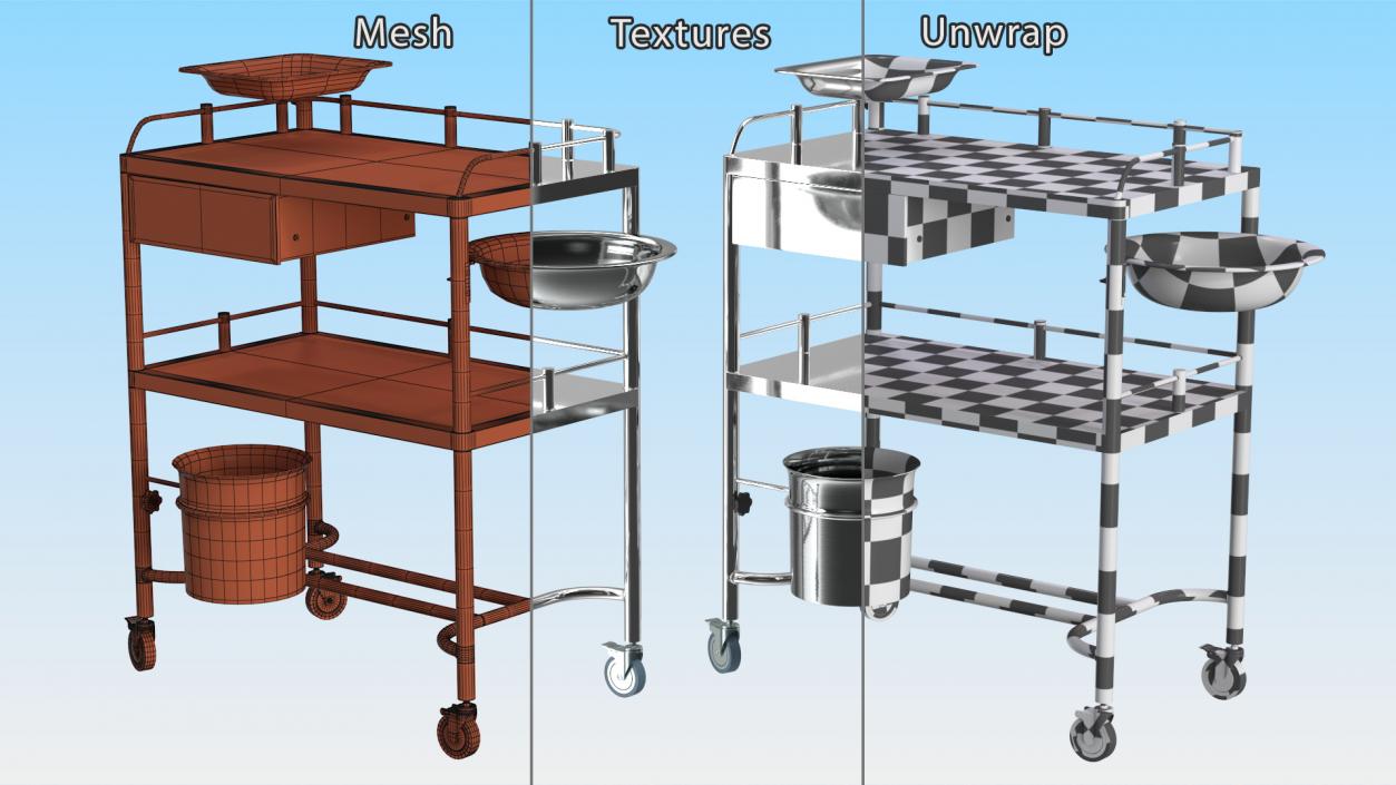 Medical Instrument Trolley Metal 3D