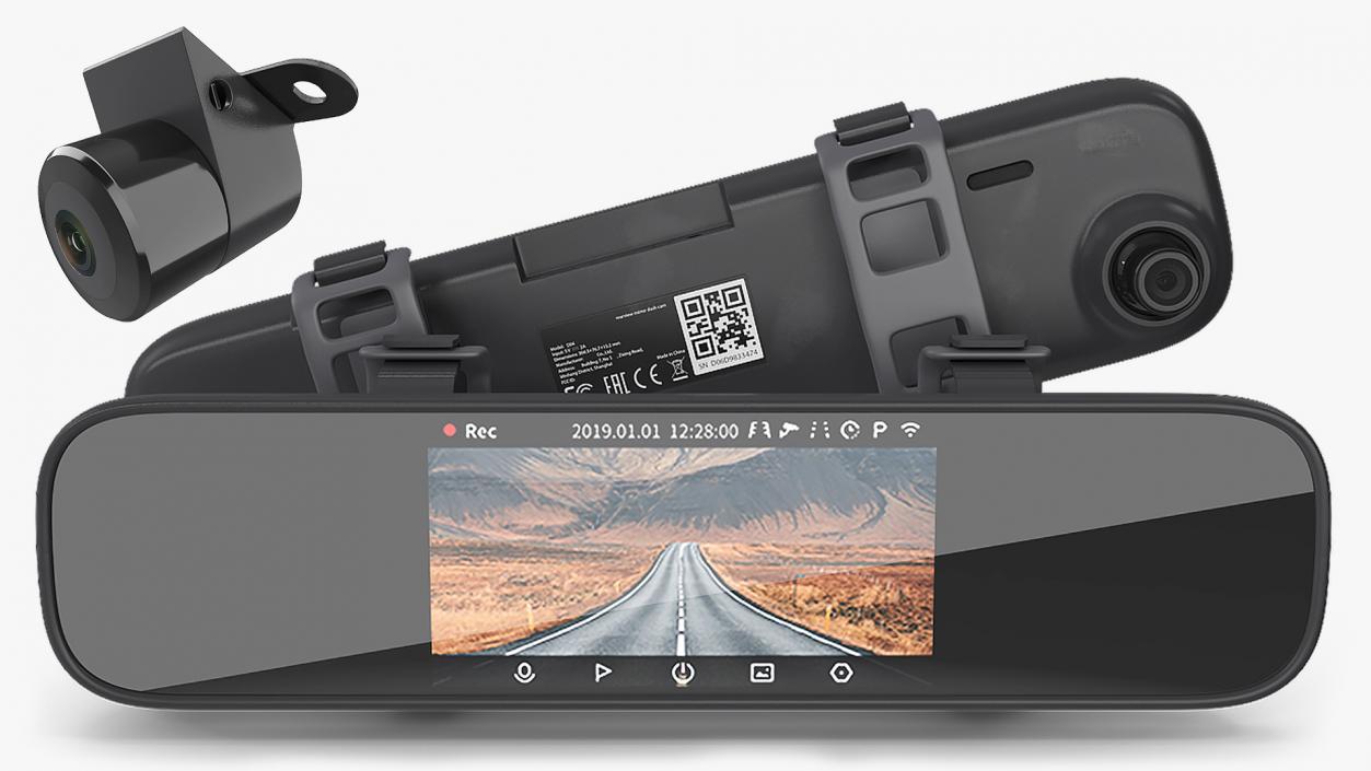 3D model Rearview Mirror Smart Cam with Reverse Camera