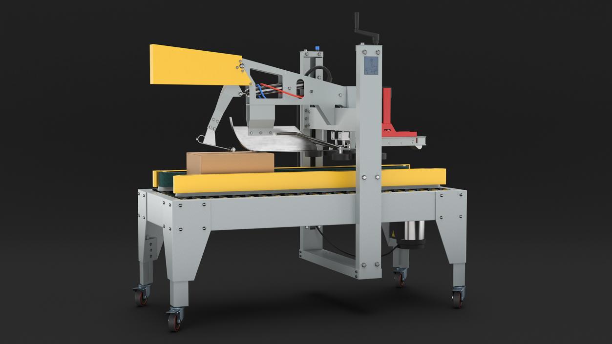 3D model Auto Carton Packing Machine Yellow Rigged for Cinema 4D