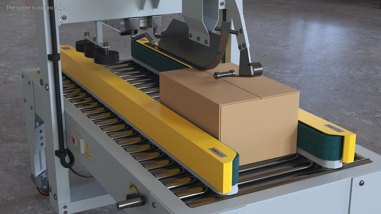 3D model Auto Carton Packing Machine Yellow Rigged for Cinema 4D