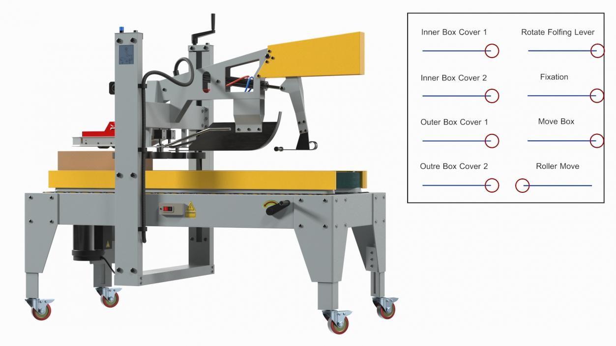 3D model Auto Carton Packing Machine Yellow Rigged for Cinema 4D