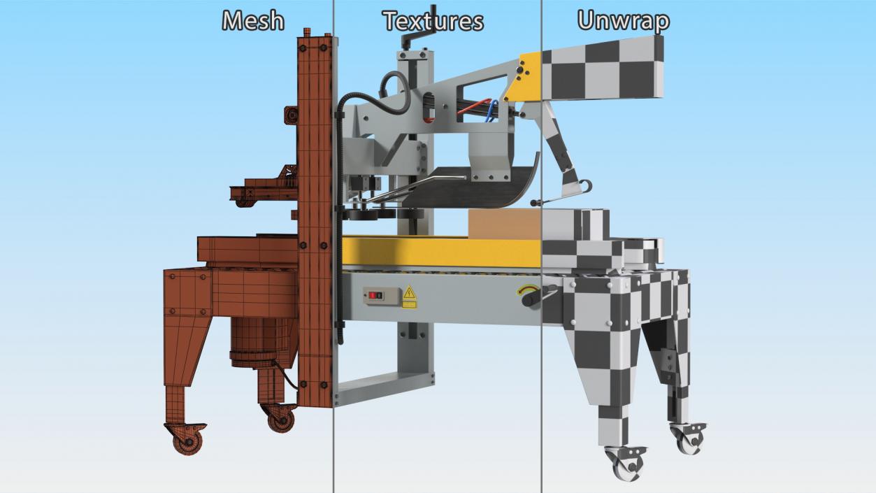 3D model Auto Carton Packing Machine Yellow Rigged for Cinema 4D