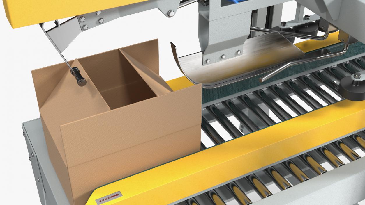 3D model Auto Carton Packing Machine Yellow Rigged for Cinema 4D