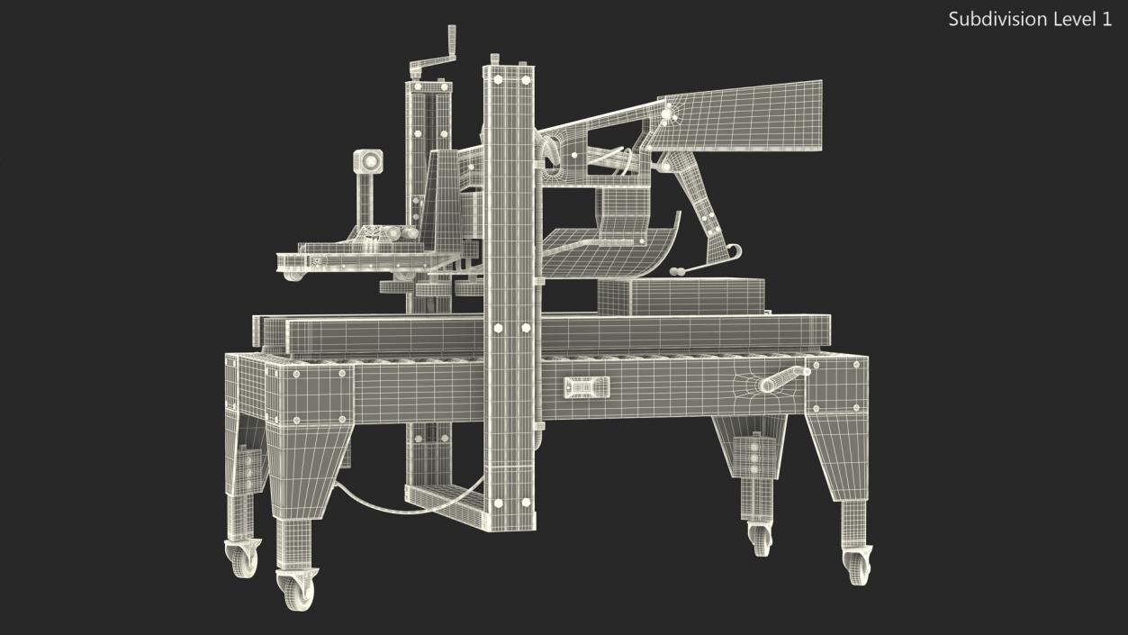 3D model Auto Carton Packing Machine Yellow Rigged for Cinema 4D