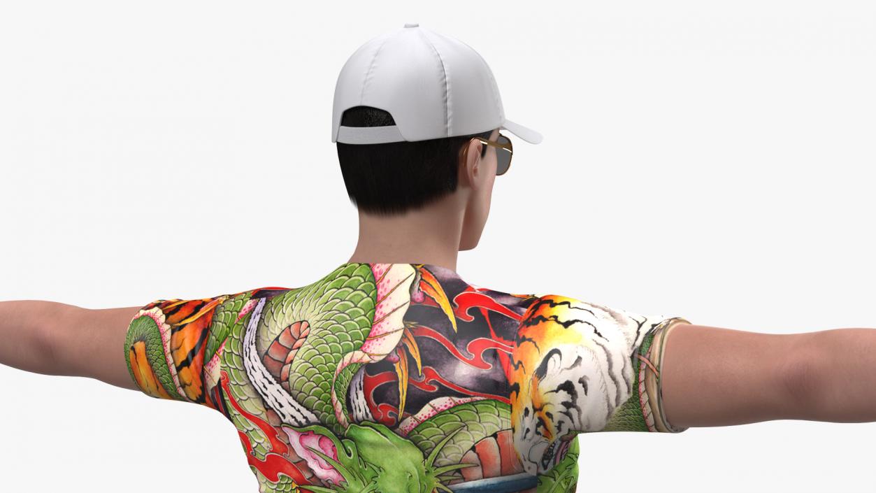 3D Asian Man Summer Outfits T Pose