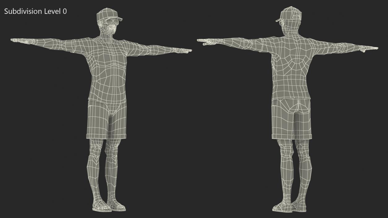 3D Asian Man Summer Outfits T Pose