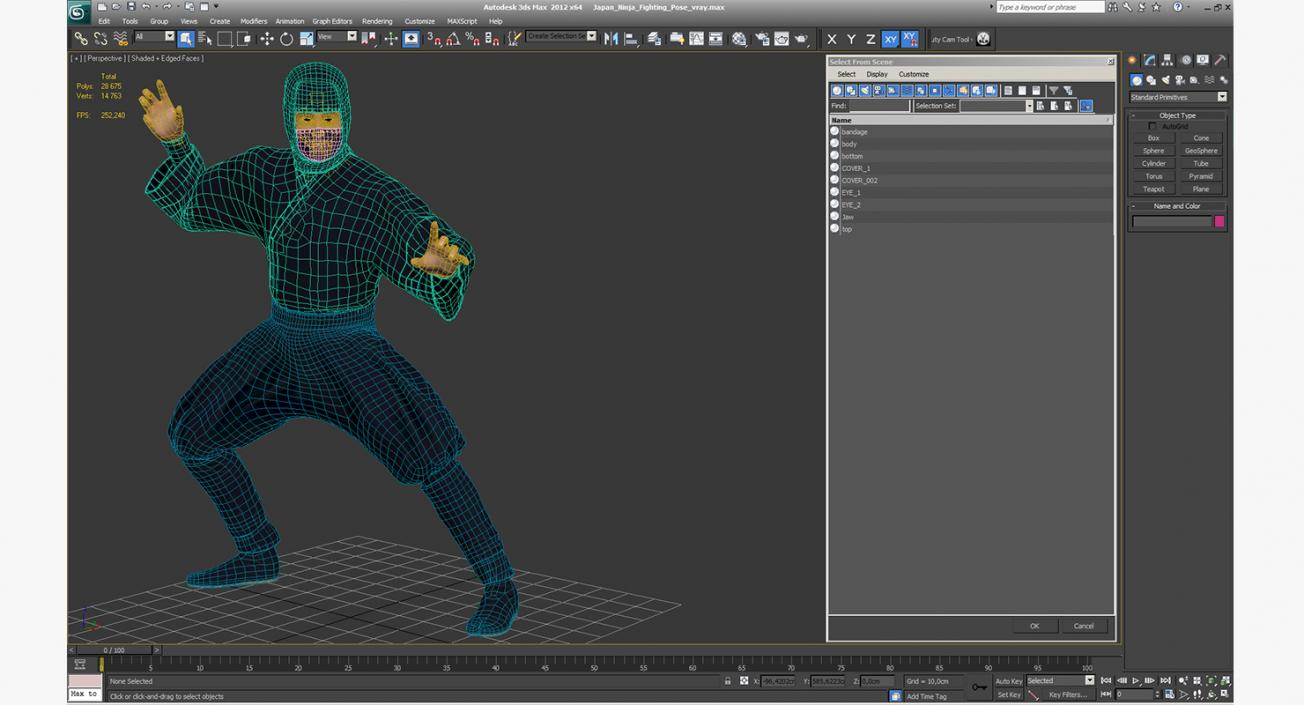 3D model Japan Ninja Fighting Pose