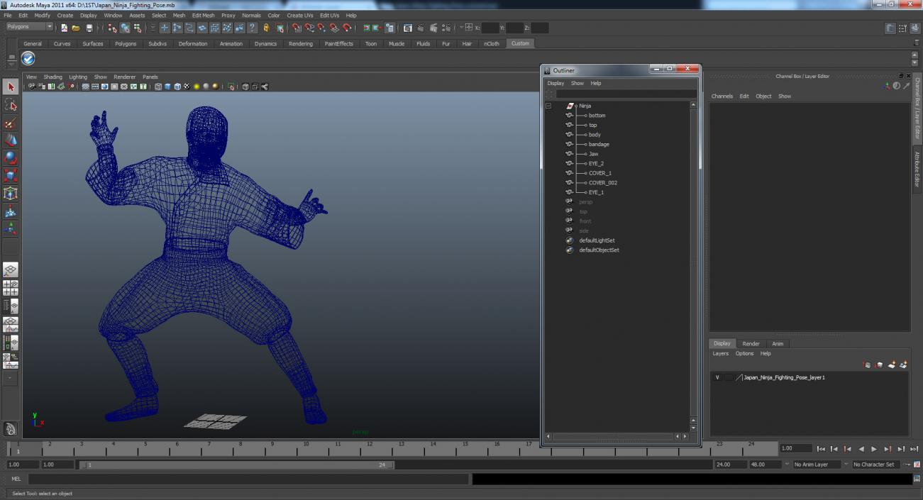 3D model Japan Ninja Fighting Pose