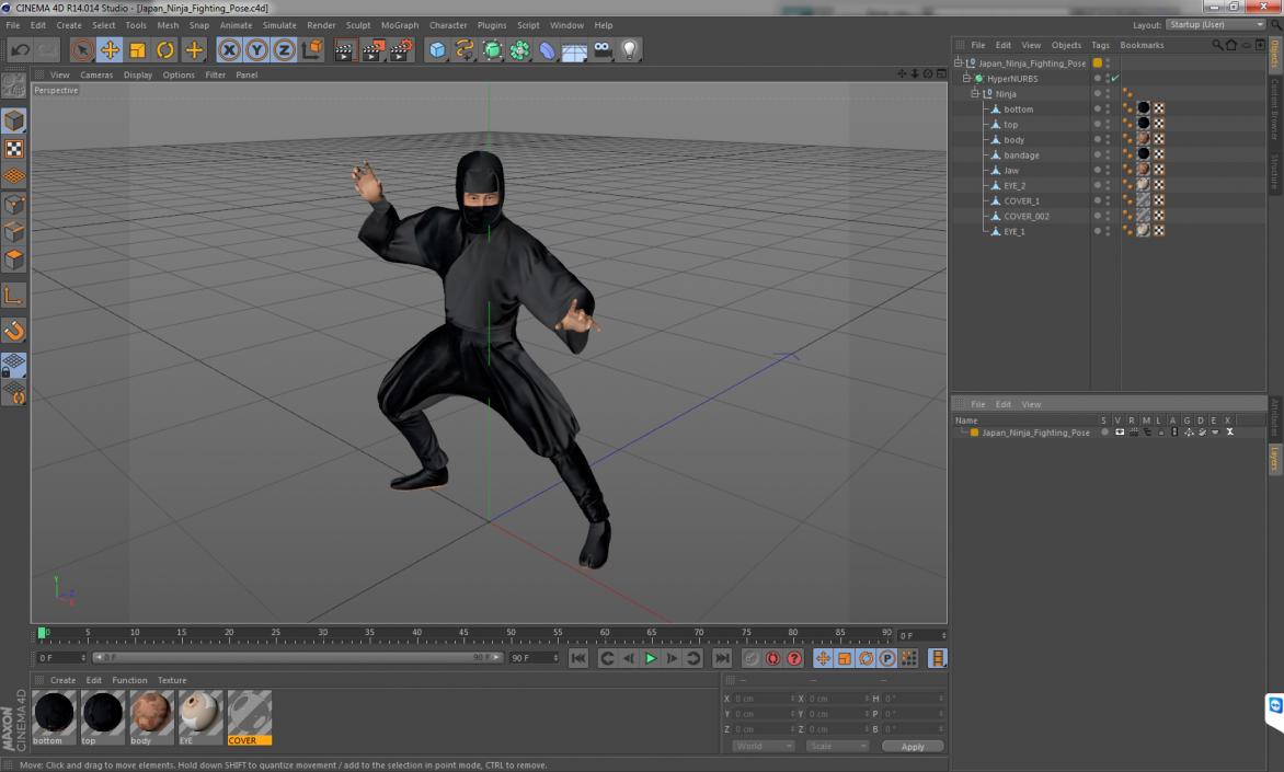 3D model Japan Ninja Fighting Pose