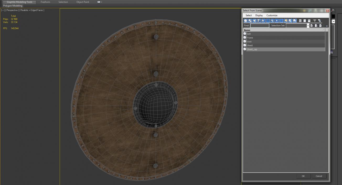 3D Medieval Round Wooden Shield model