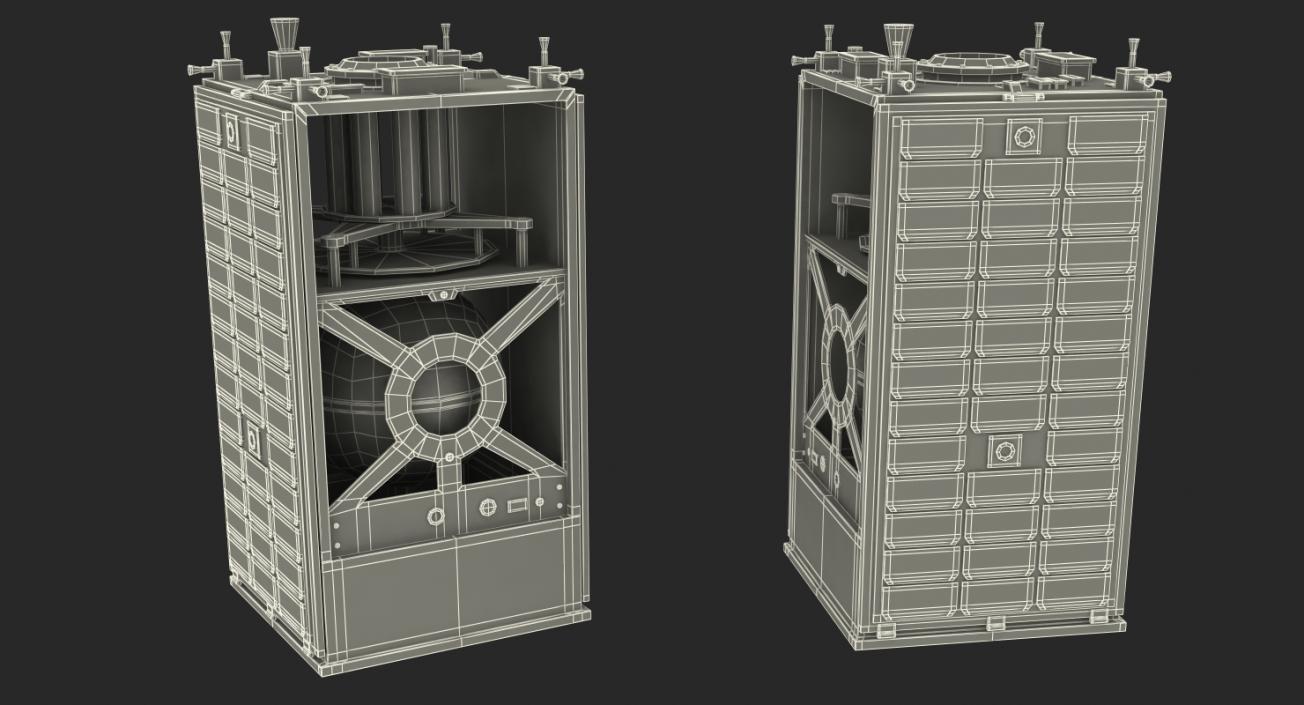 3D Satellite with Collapsed Panels