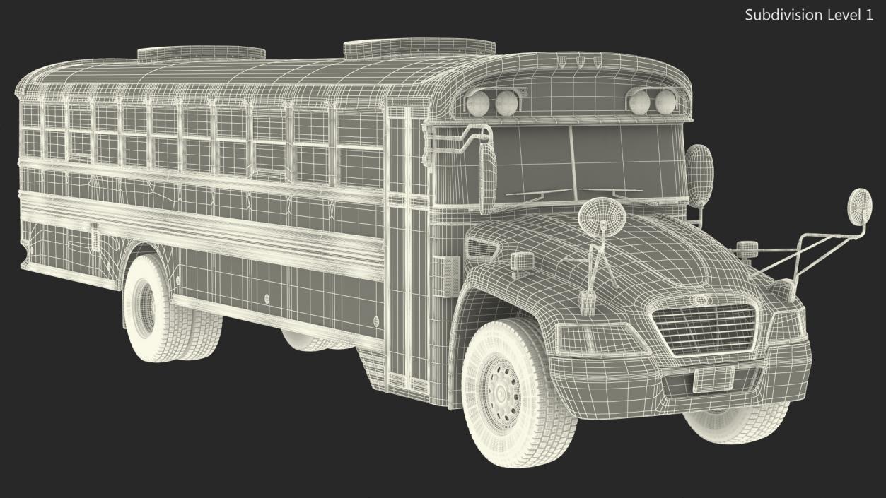 3D Electric Blue Bird Vision School Bus Rigged model