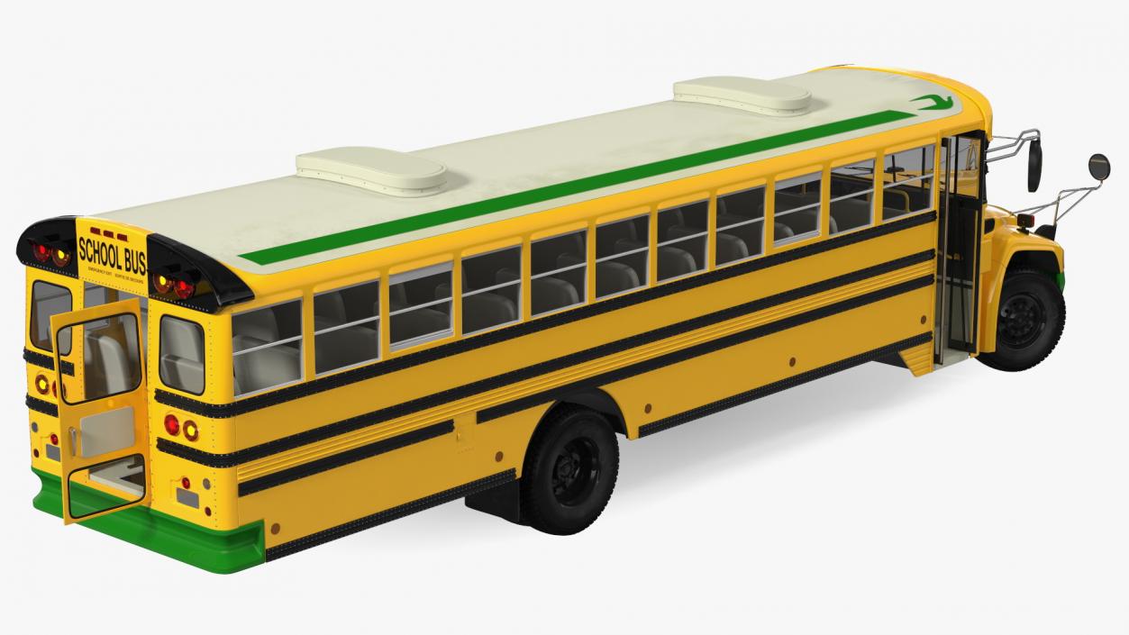 3D Electric Blue Bird Vision School Bus Rigged model