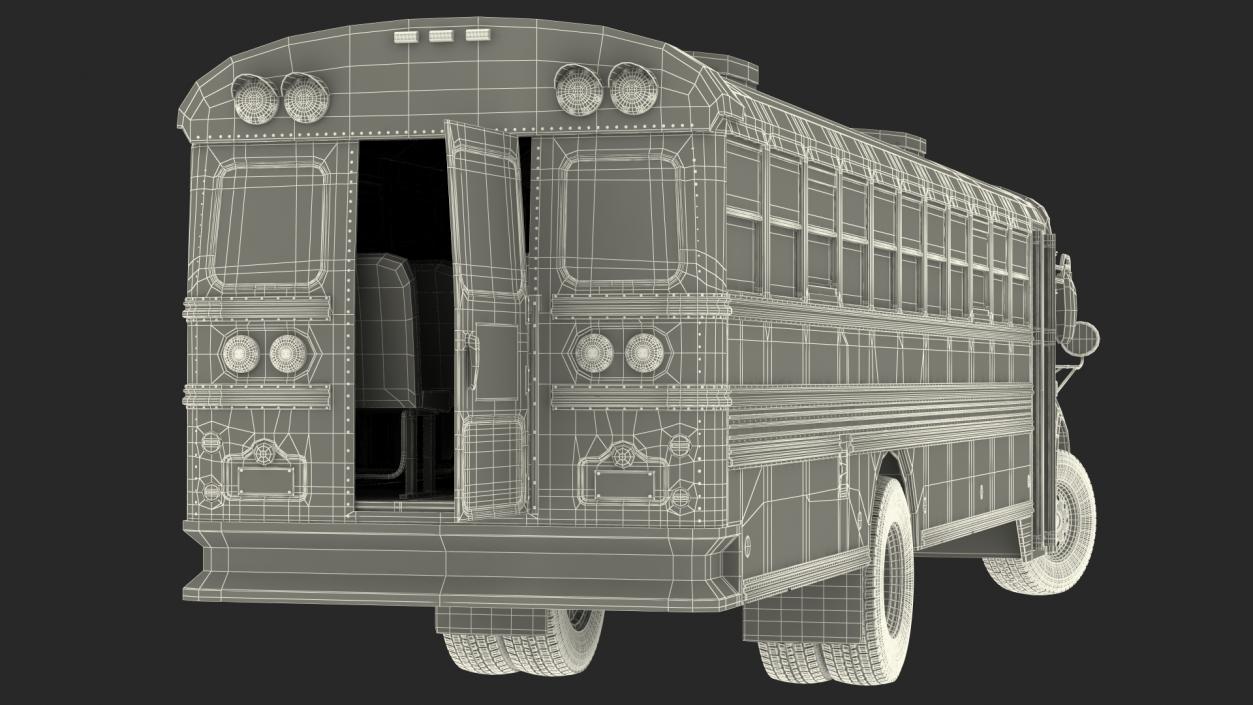 3D Electric Blue Bird Vision School Bus Rigged model