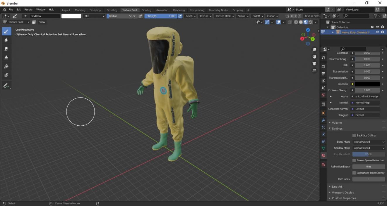 3D model Heavy Duty Chemical Protective Suit Neutral Pose Yellow