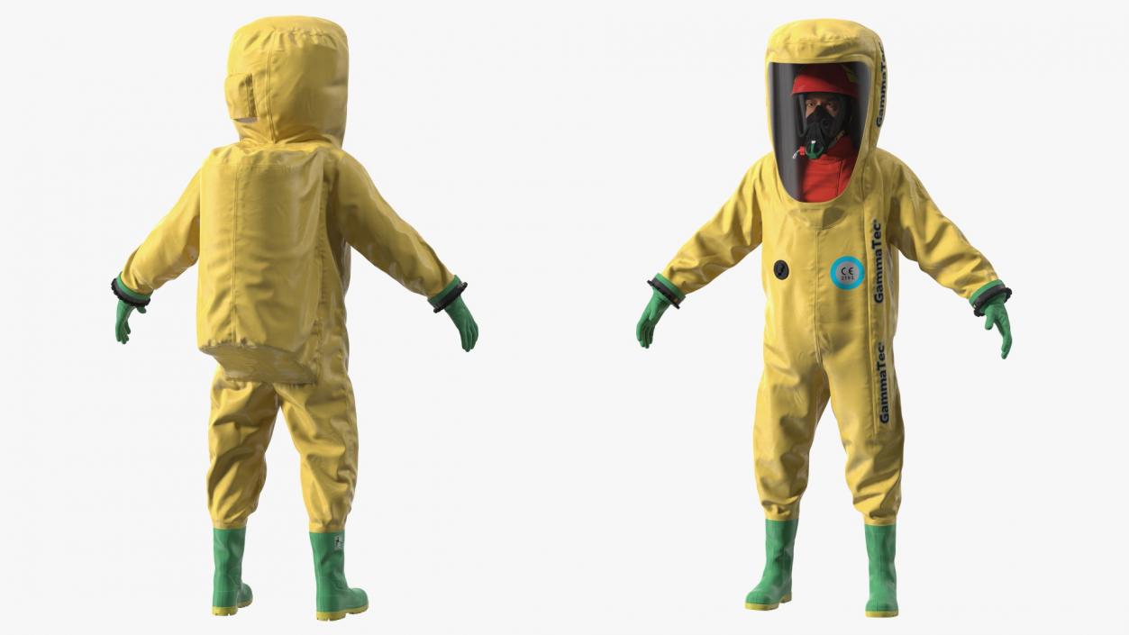 3D model Heavy Duty Chemical Protective Suit Neutral Pose Yellow