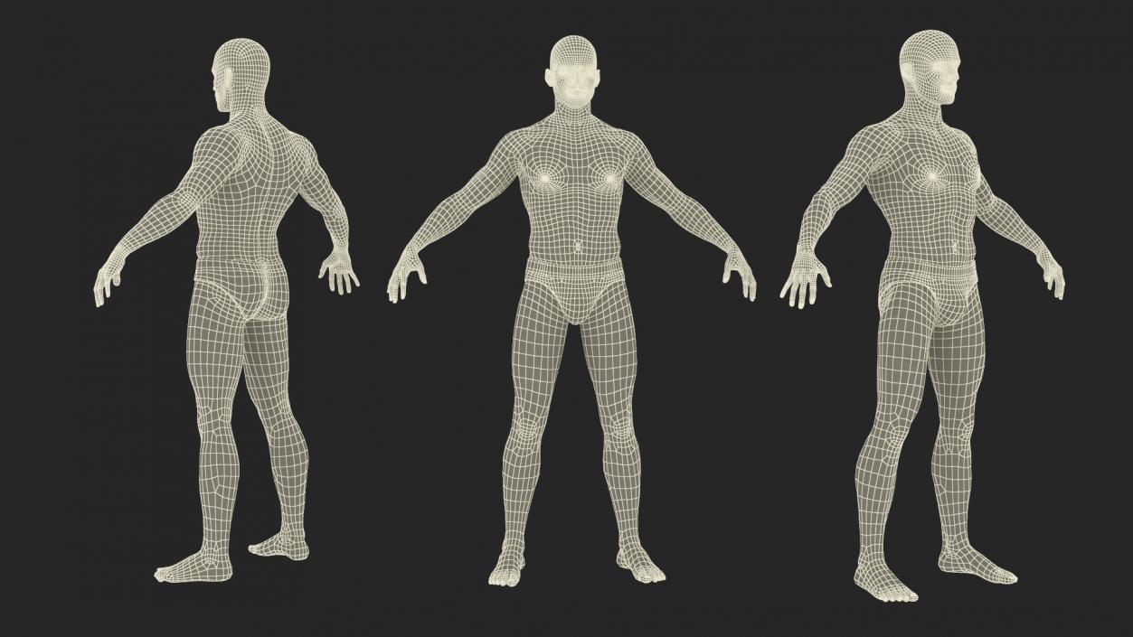 3D Fit Male Human Figure A-pose model