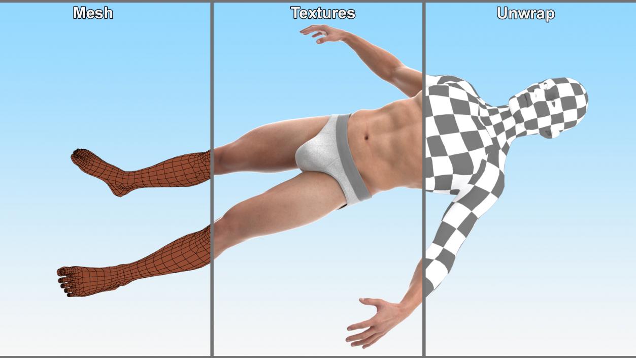 3D Fit Male Human Figure A-pose model