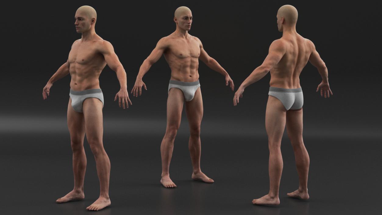 3D Fit Male Human Figure A-pose model