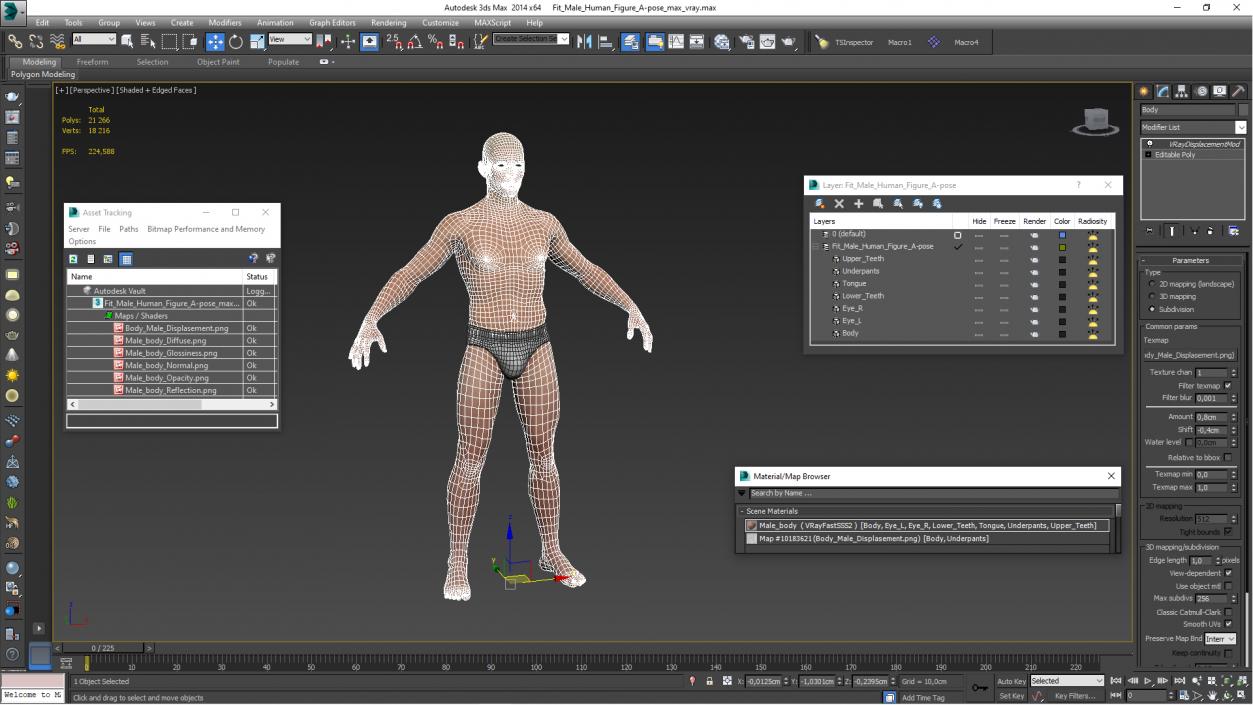 3D Fit Male Human Figure A-pose model