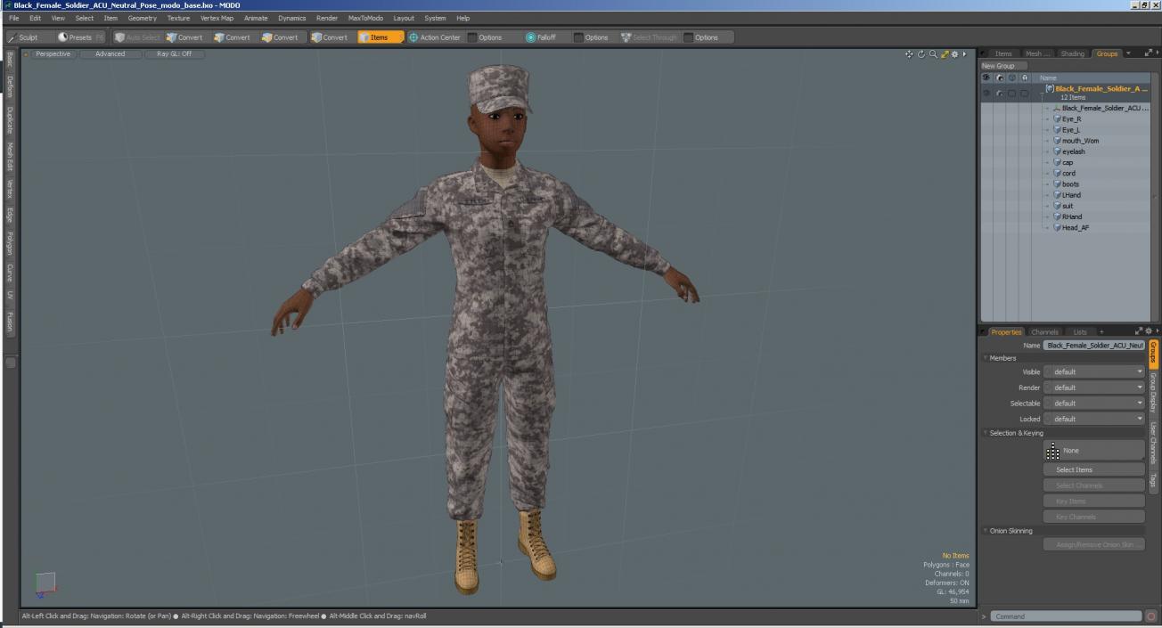 Black Female Soldier ACU Neutral Pose 3D