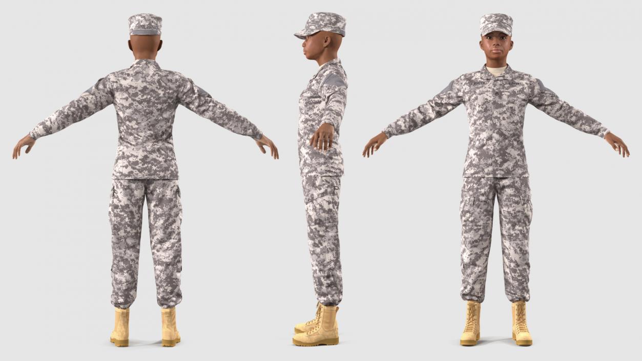 Black Female Soldier ACU Neutral Pose 3D