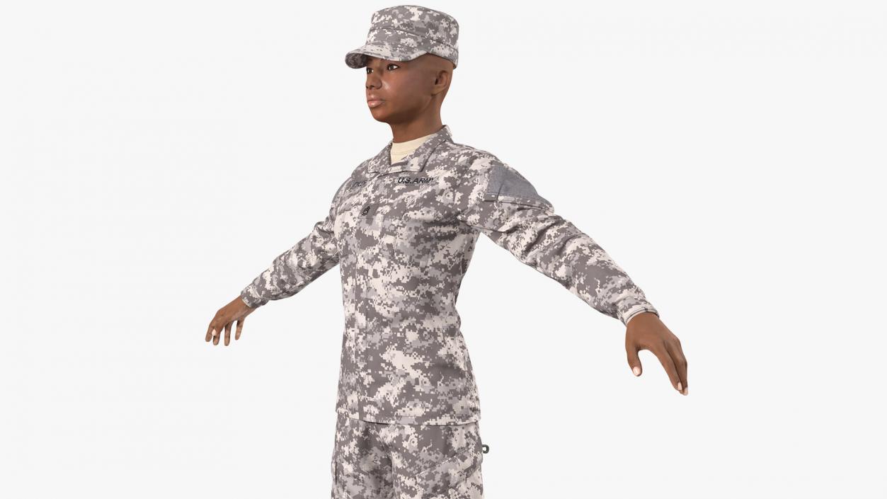 Black Female Soldier ACU Neutral Pose 3D