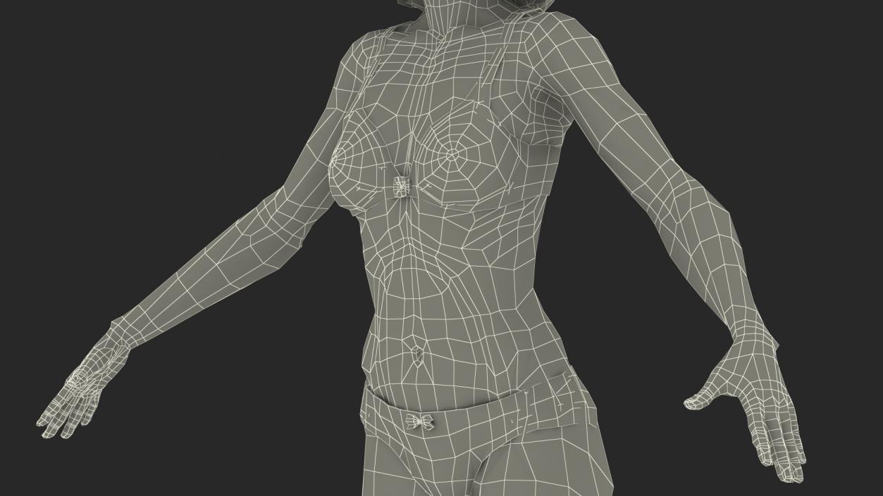 3D model Asian Woman in Lingerie Rigged