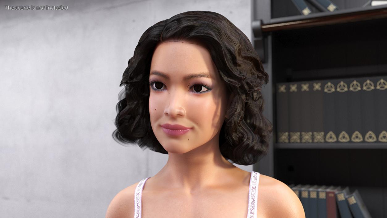 3D model Asian Woman in Lingerie Rigged