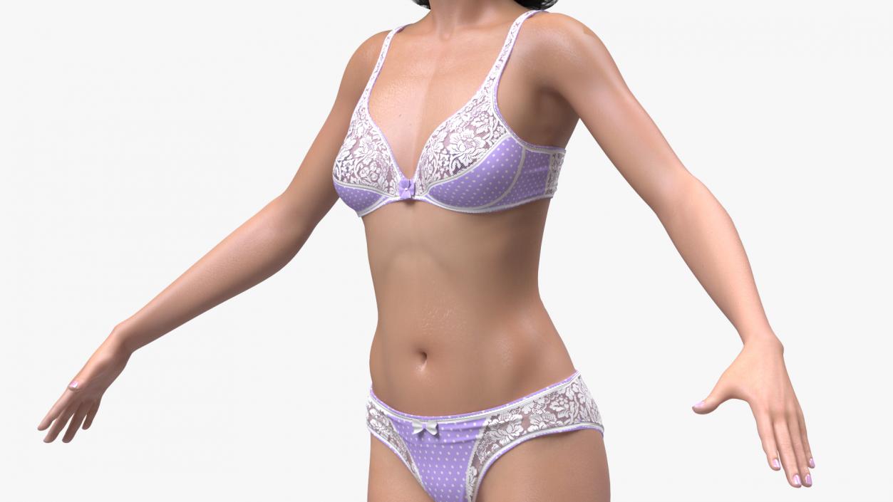 3D model Asian Woman in Lingerie Rigged