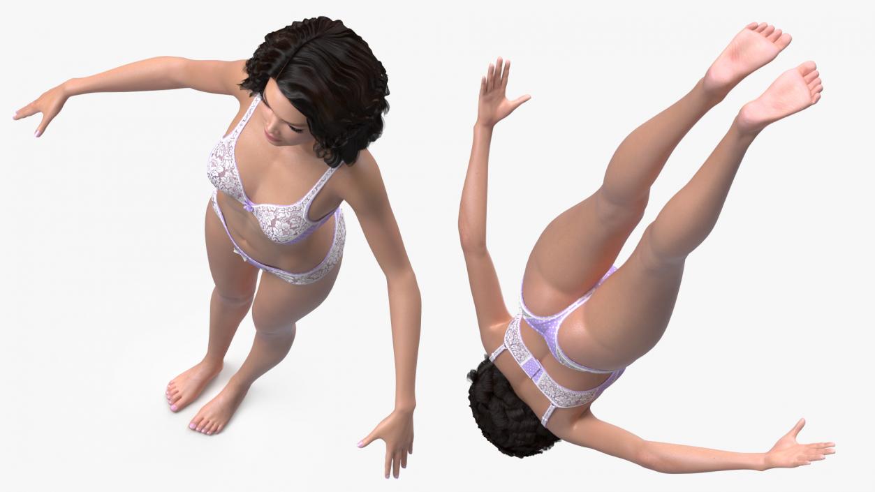 3D model Asian Woman in Lingerie Rigged